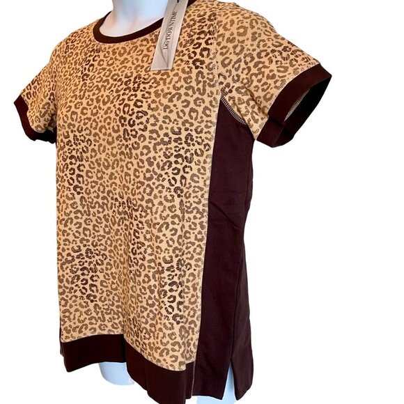 DG2 by Diane Gilman Animal Print Short Sleeve Soft Terry Knit Top Medium NEW - Picture 4 of 11